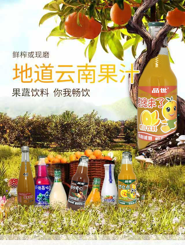 品世果汁饮料，原果提汁，原浆调配